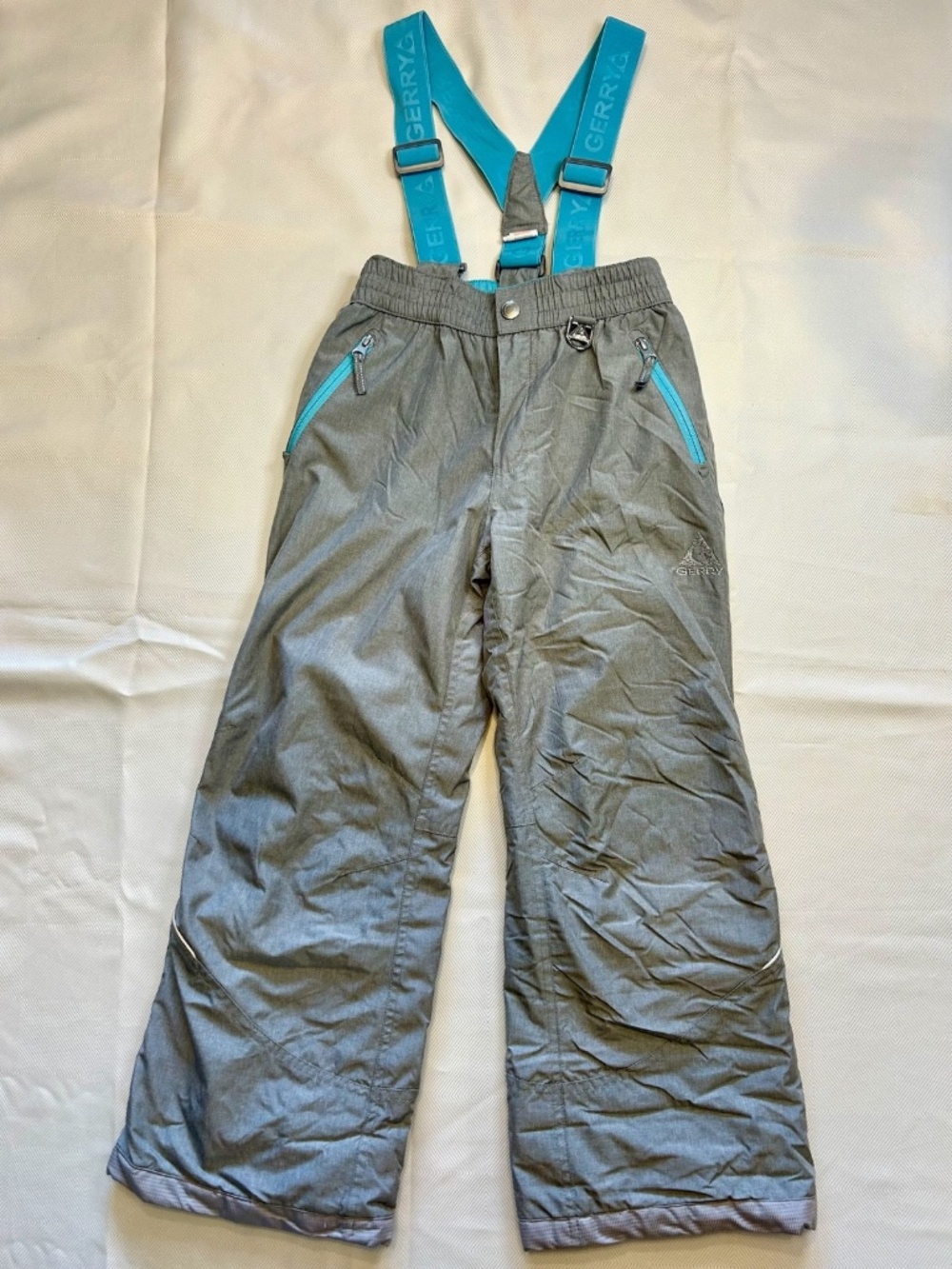 Gerry‎ Youth Unisex Gray Lined Suspender Ski Bib Snow Skiing Ski Pants S 7/8